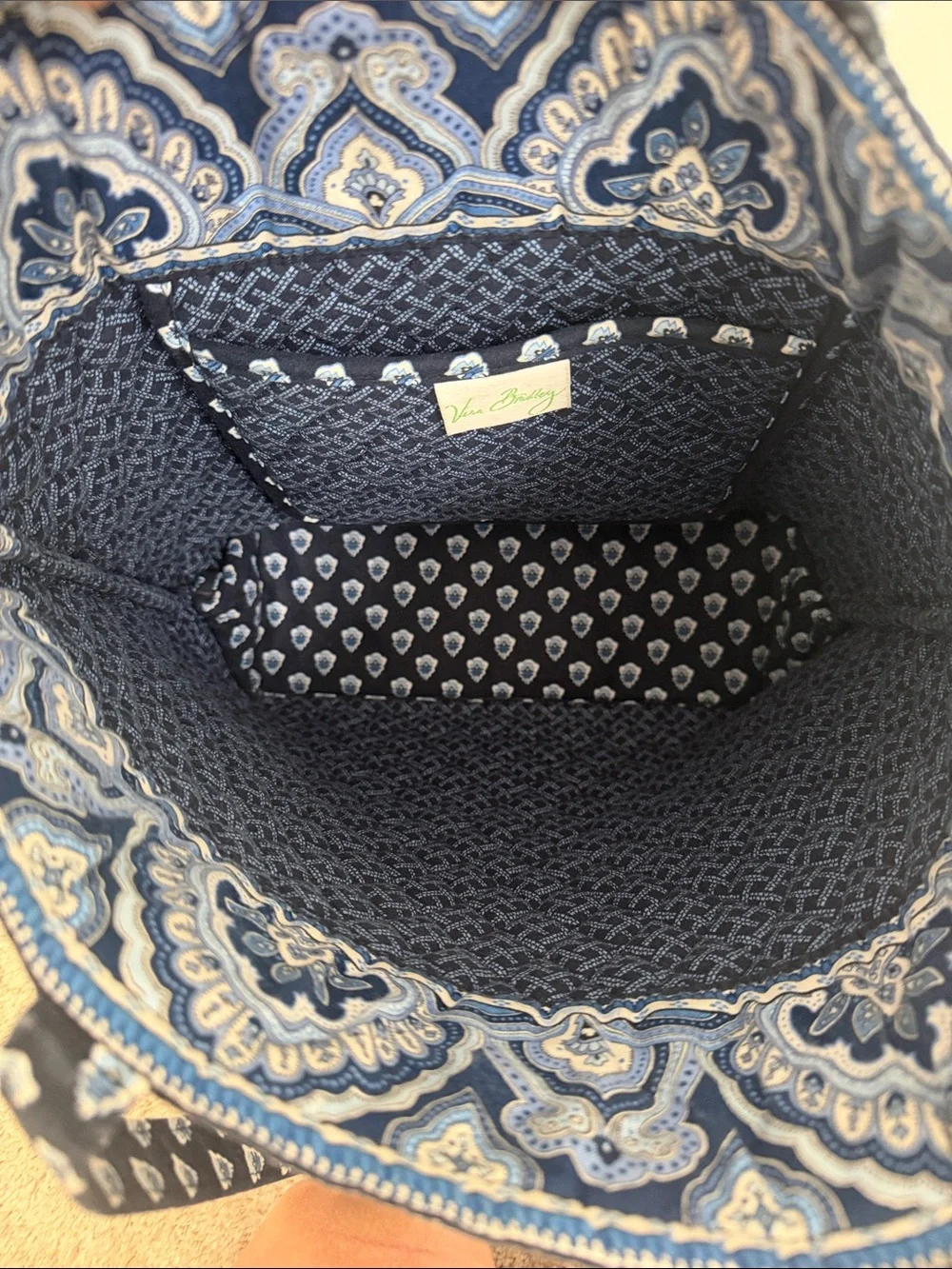 Vera Bradley Navy and Light Blue Paisley Quilted Tote
